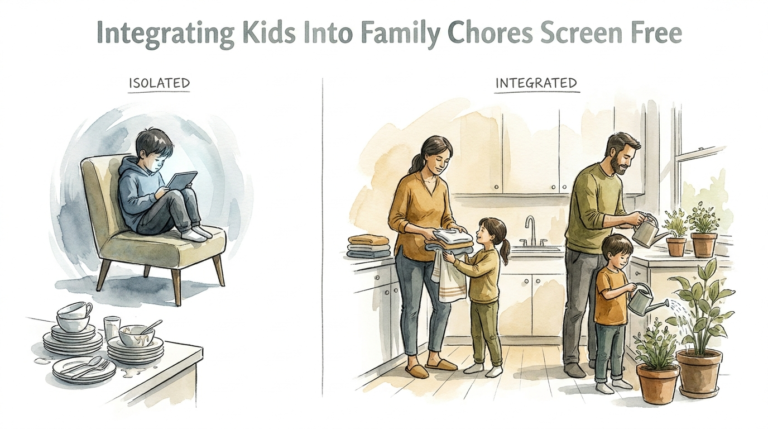 Integrating Kids Into Family Chores Screen Free