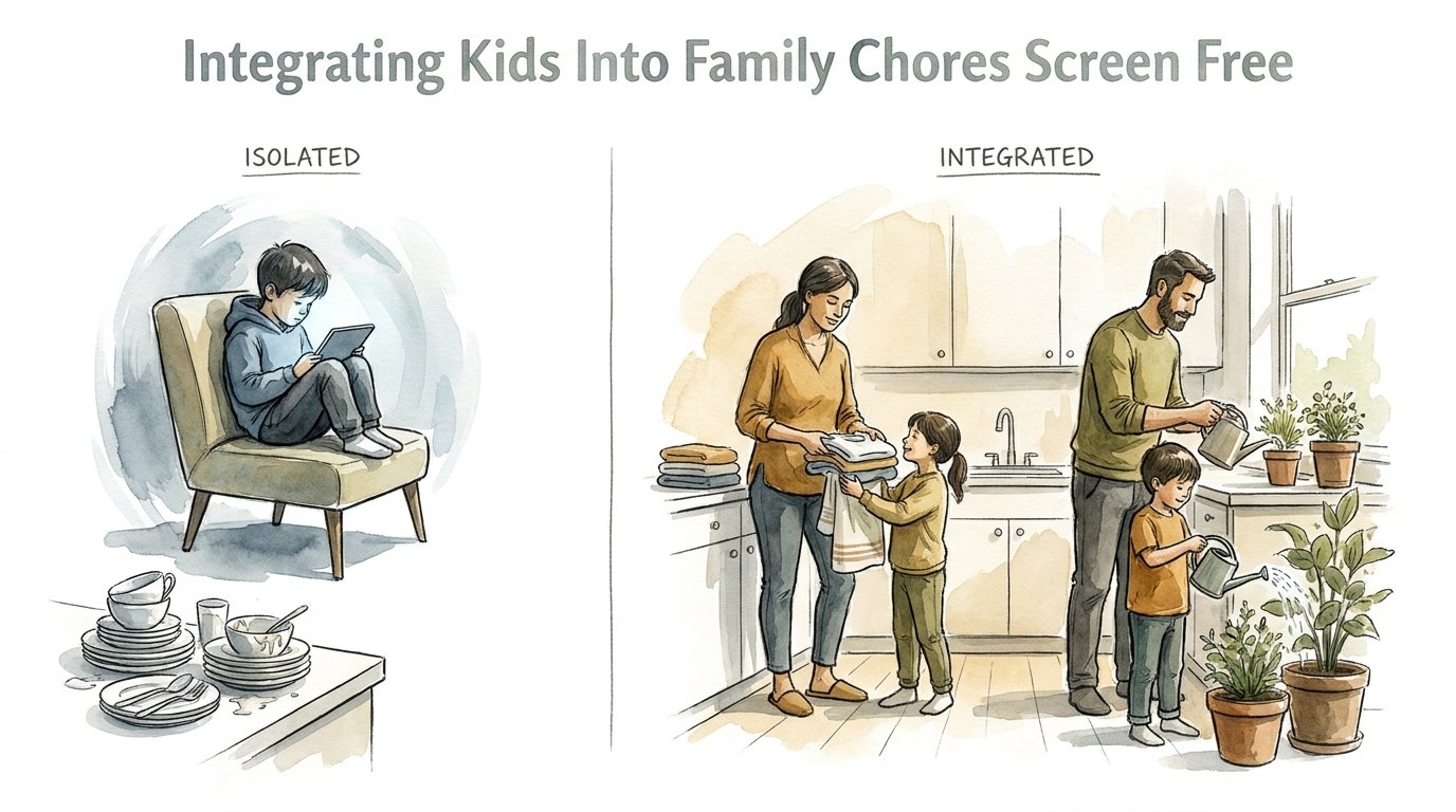 Integrating Kids Into Family Chores Screen Free