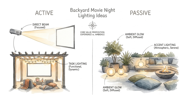 Backyard Movie Night Lighting Ideas