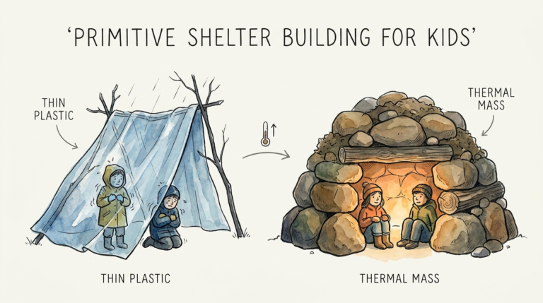 Primitive Shelter Building For Kids