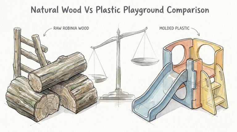 Natural Wood Vs Plastic Playground Comparison