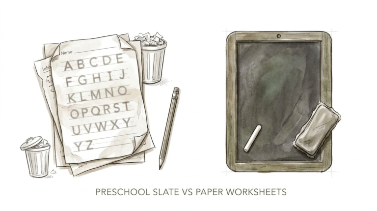 Preschool Slate Vs Paper Worksheets