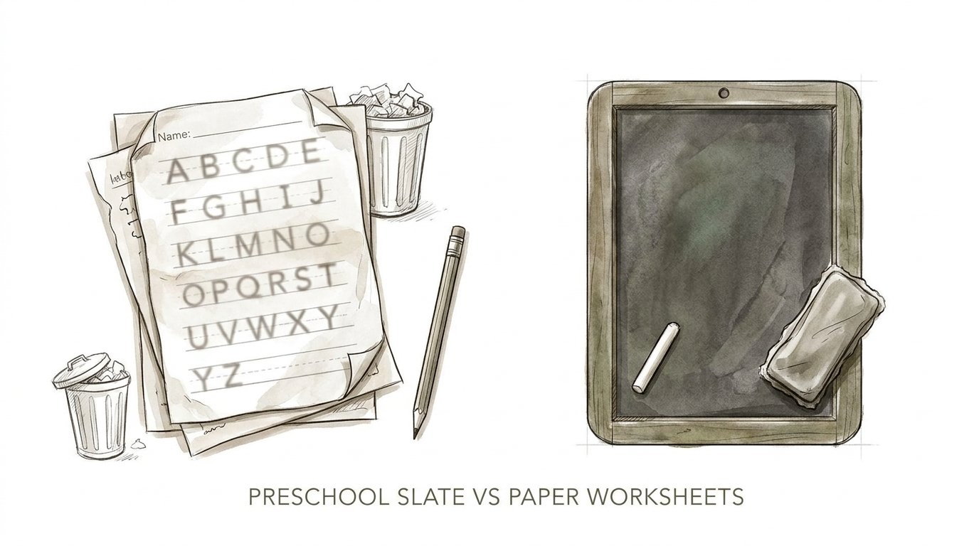 Preschool Slate Vs Paper Worksheets