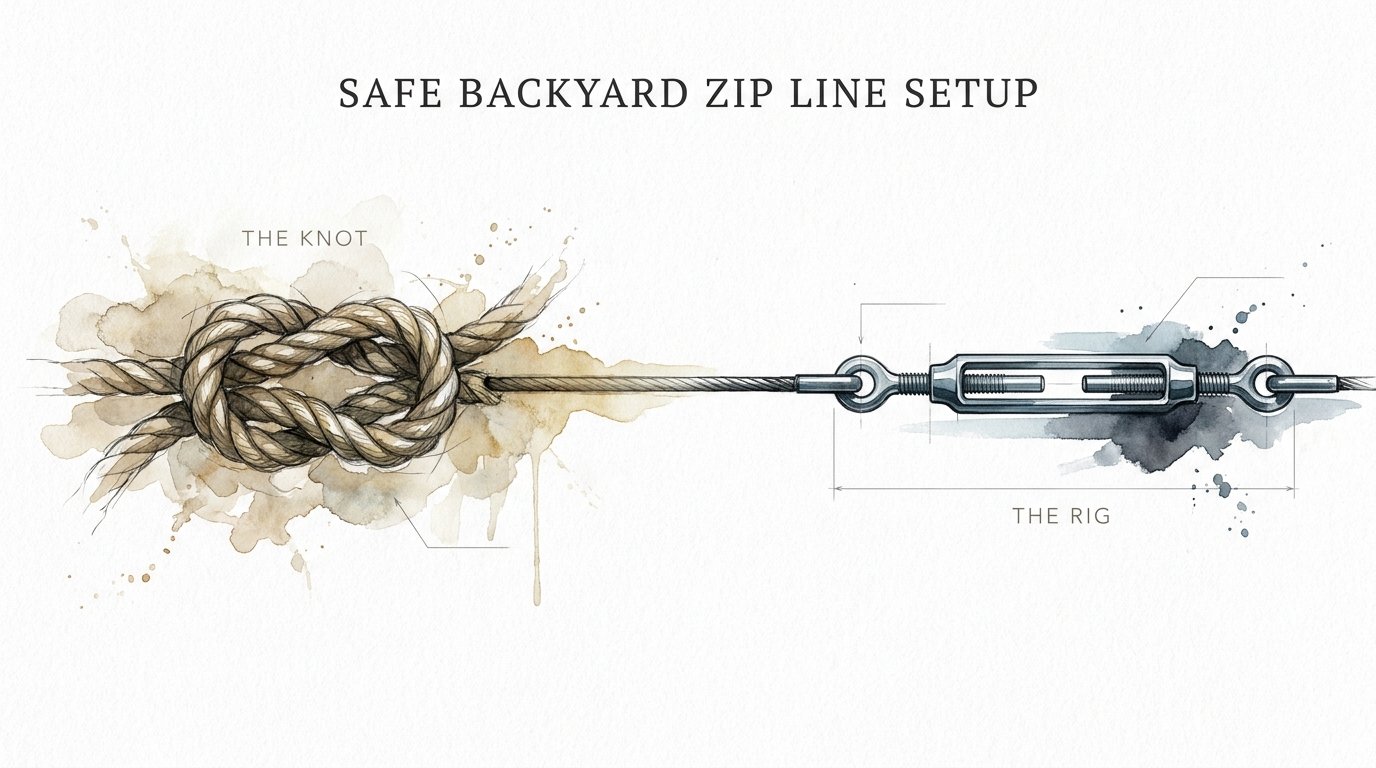 Safe Backyard Zip Line Setup