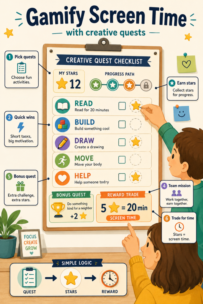 Gamify screen time with quests