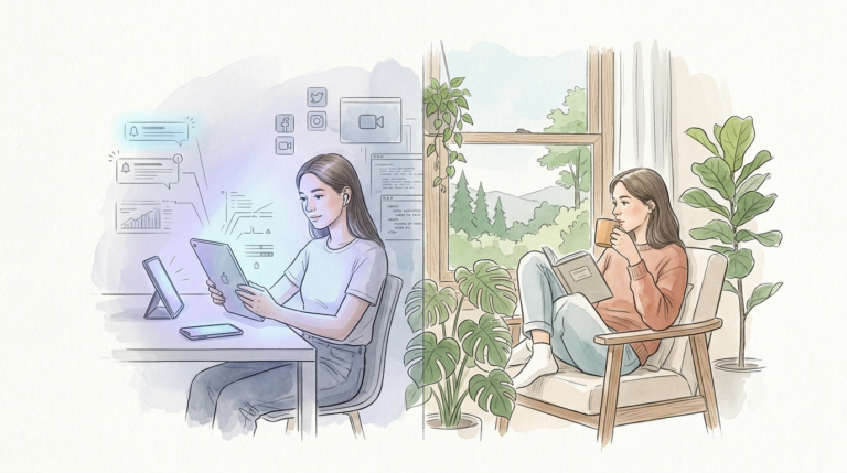 healthy screen time aesthetic