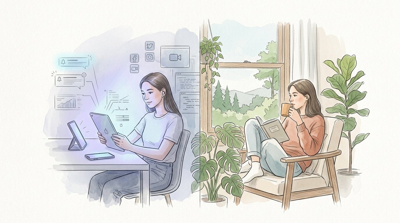 healthy screen time aesthetic