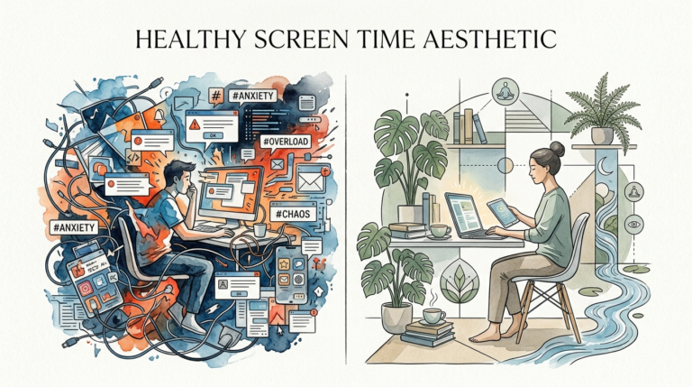 healthy screen time aesthetic