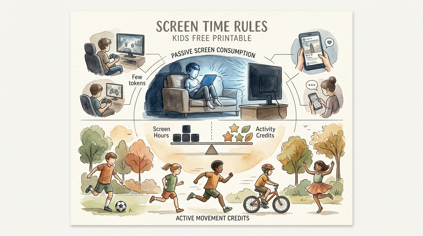 screen time rules kids free printable