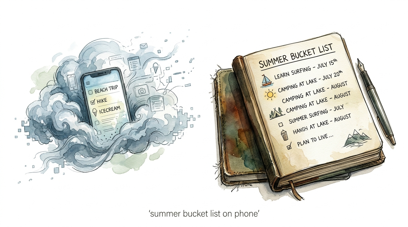 summer bucket list on phone