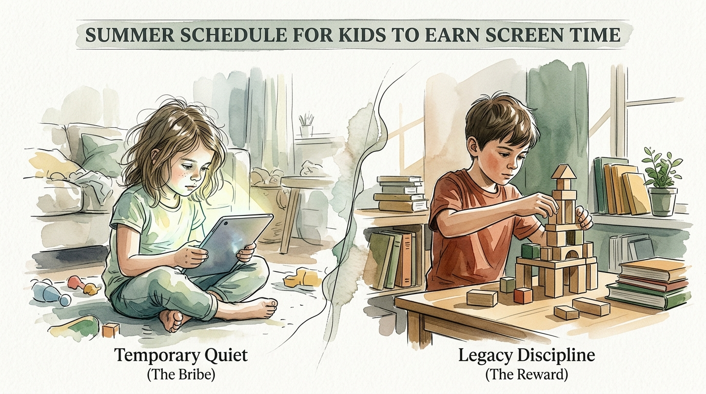 summer schedule for kids to earn screen time