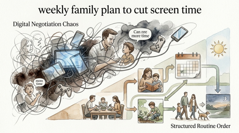 weekly family plan to cut screen time