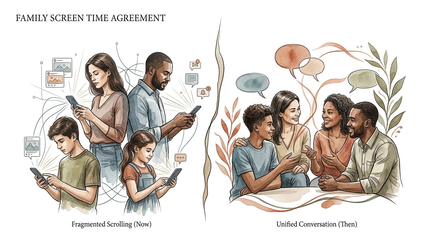 family screen time agreement