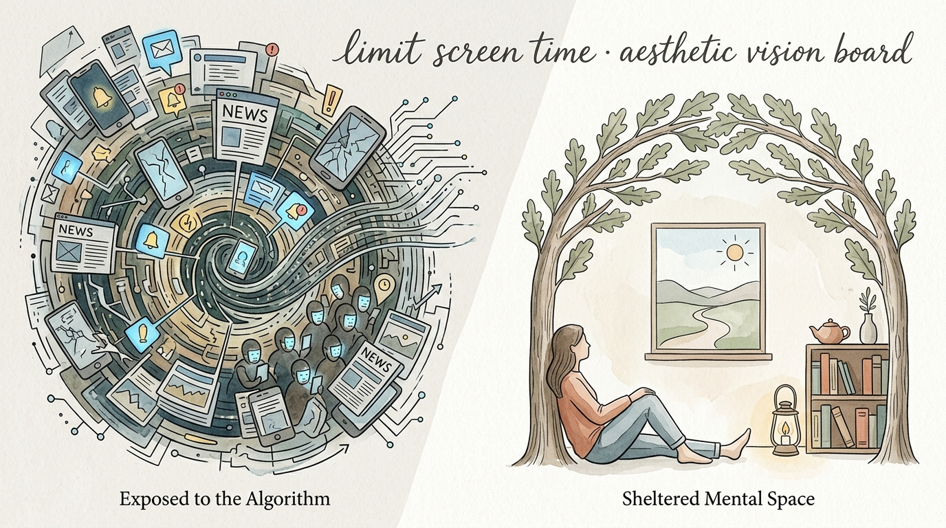 limit screen time aesthetic vision board