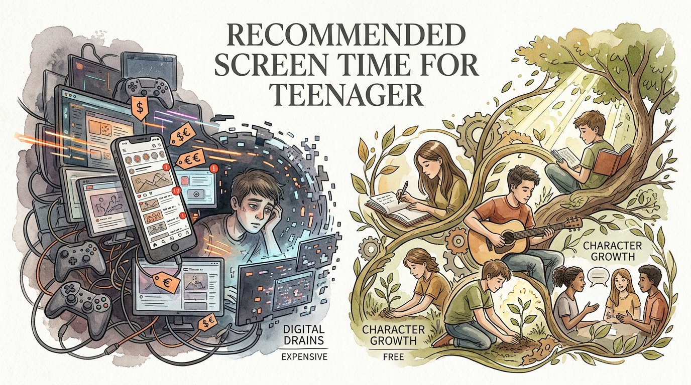 recommended screen time for teenager