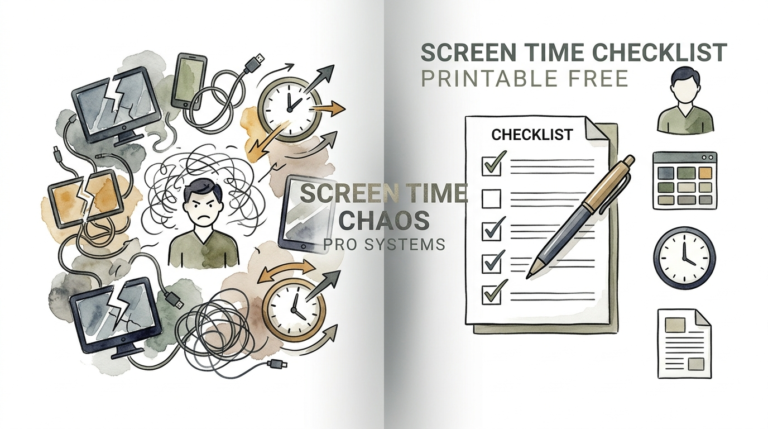 screen time checklist printable free