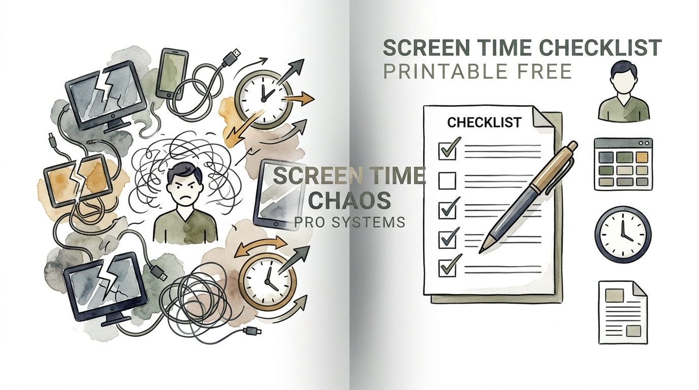 screen time checklist printable free