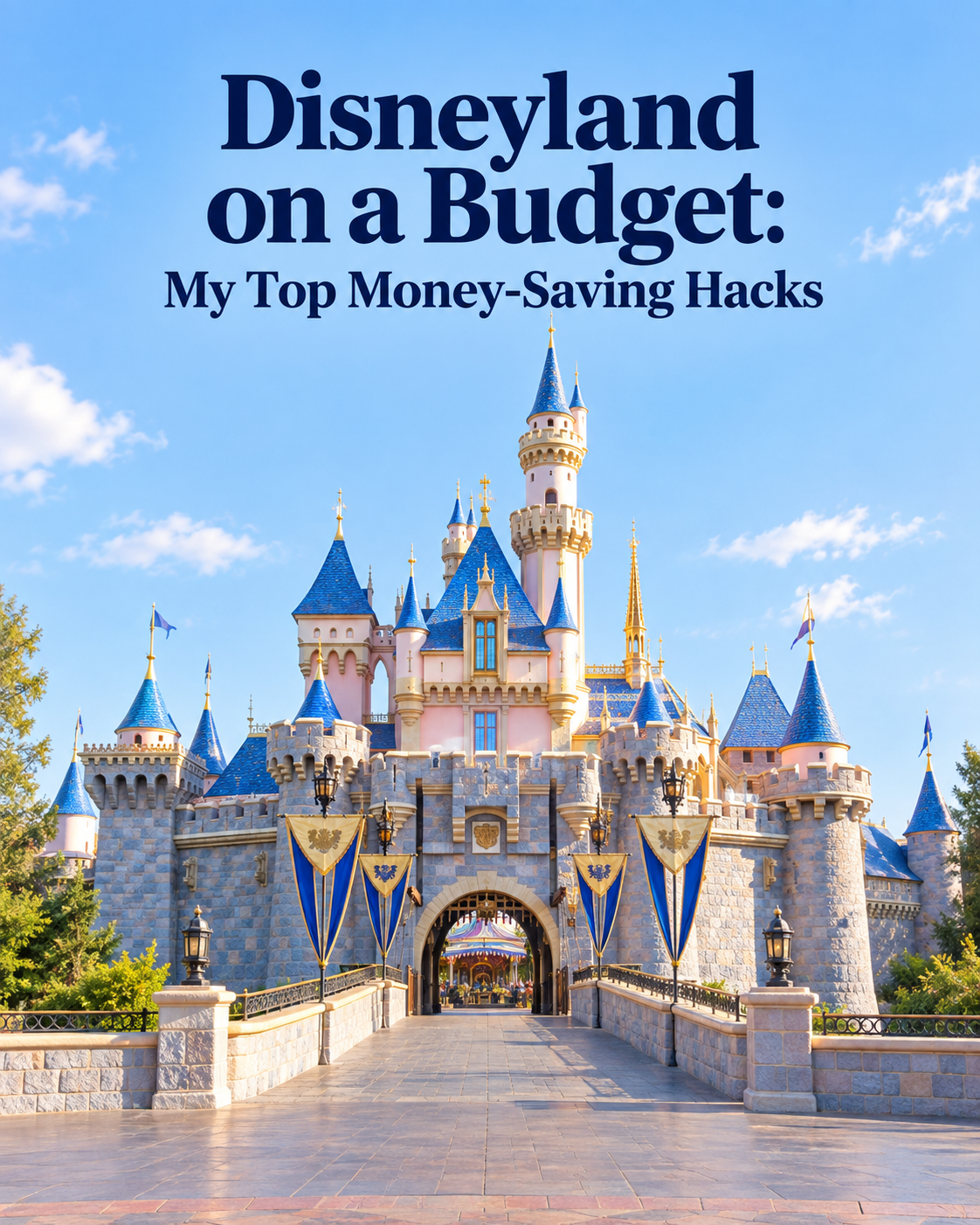 AI-generated fairytale castle illustration for a Disneyland budget guide